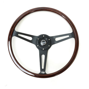 NRG RST-380BK-W-B Classic Vintage Wheel (380mm) 3 Spoke Center 1in Deep Dish