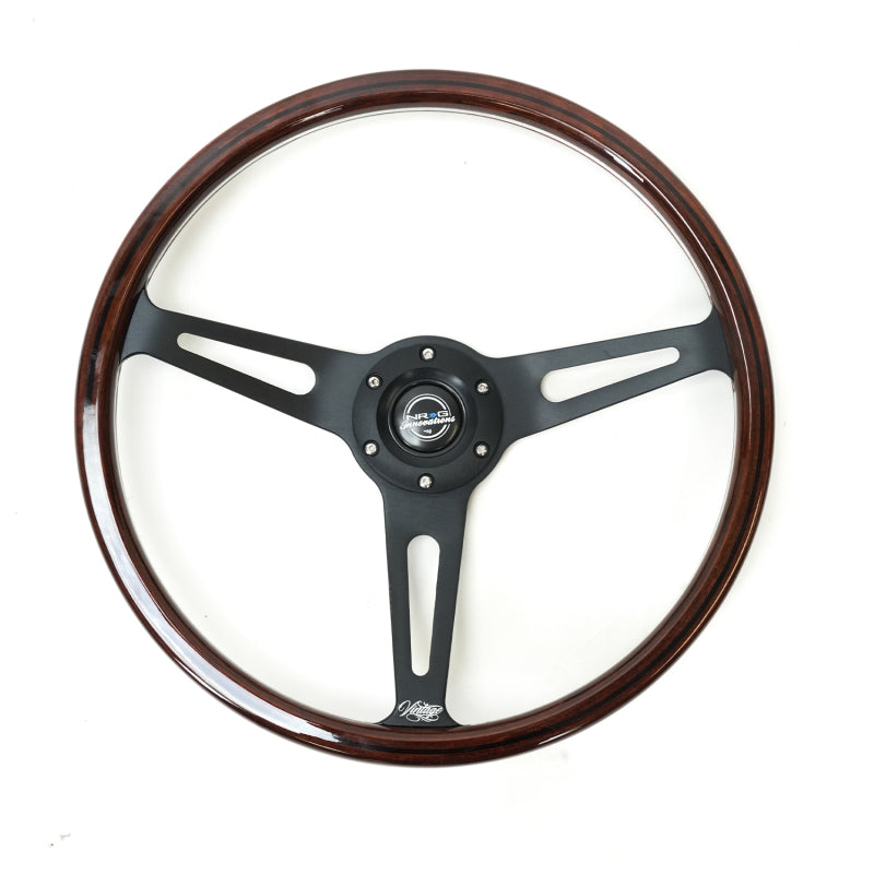 NRG RST-380BK-W-B Classic Vintage Wheel (380mm) 3 Spoke Center 1in Deep Dish