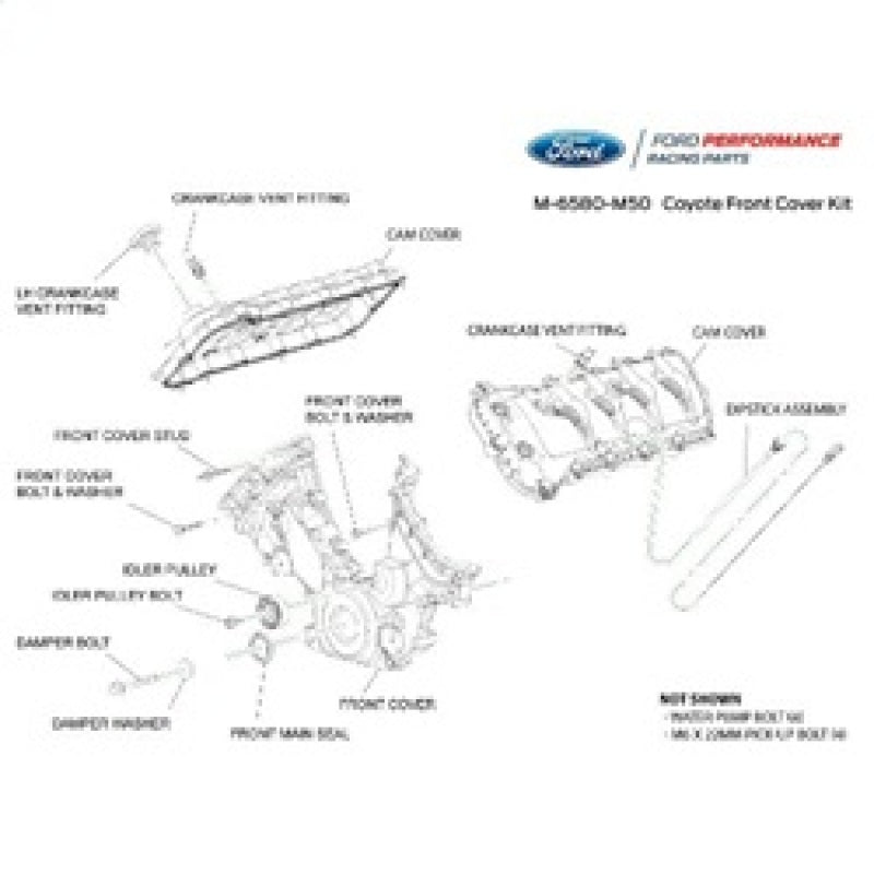 fits Ford Racing M-6580-M50 5.0L Coyote Timing/Front Cover and Cam Cover KIT