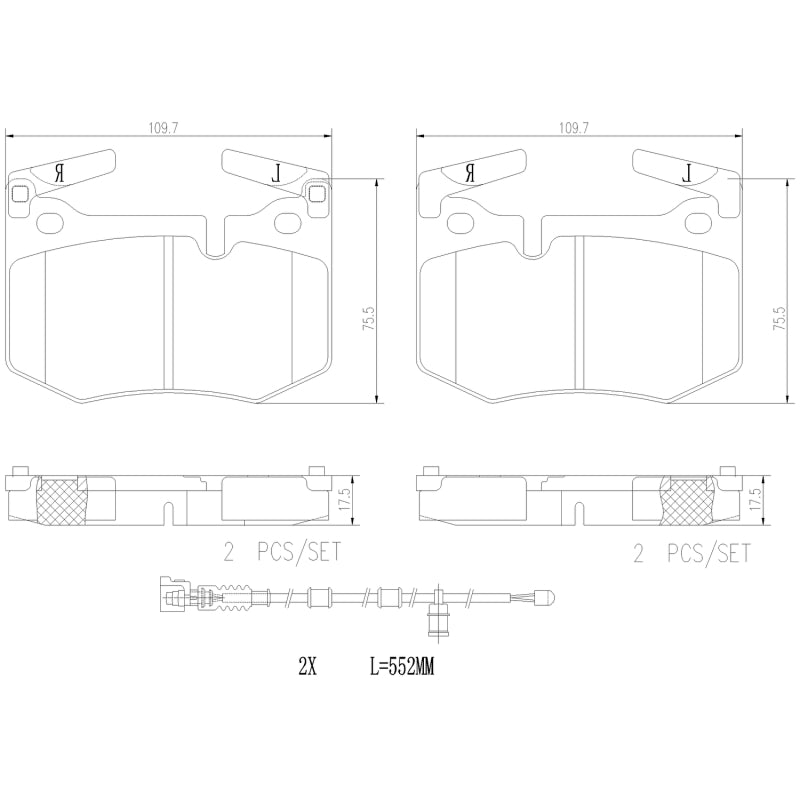 Brembo OE P83164N Brembo 16-20 fits Lexus RC F/ Lexus GS F Rear NAO Brake Pad