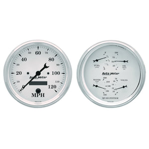 AutoMeter 1603 AutoMeter Gauge Kit 2 Pc. Quad & Speedometer 5in. Old Tyme White