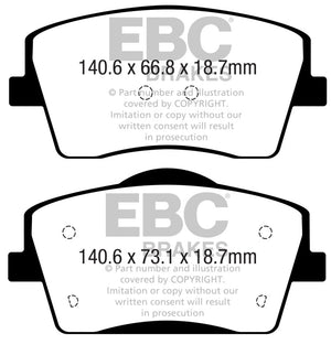 EBC UD2137 2018+ Volvo XC40 T4 Ultimax Front Brake Pads