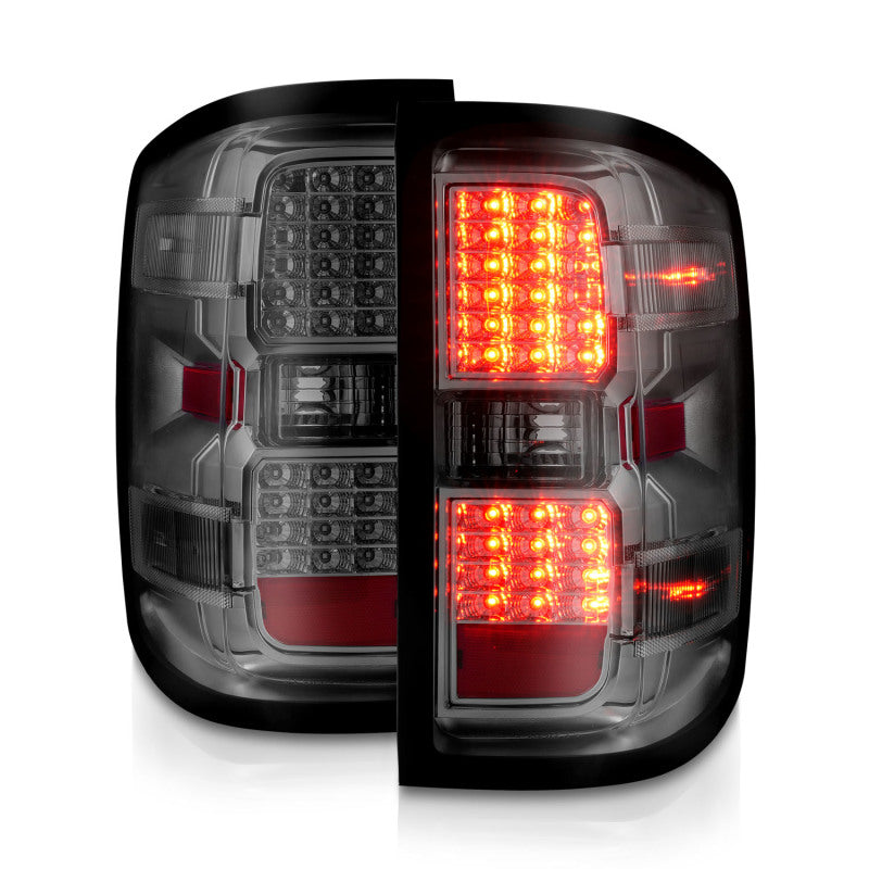 ANZO 311424 fits Chevy 15-19 Silverado 2500HD/3500HD (Factory Halogen Only) LED Tail Lights Smoke w/Clear Lens