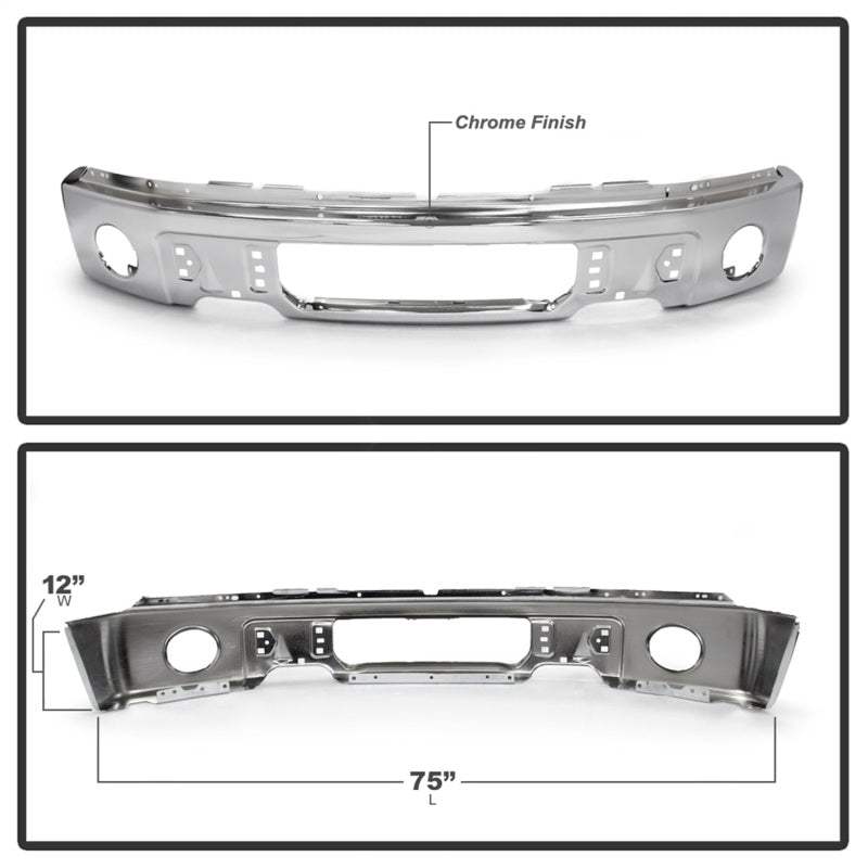 Spyder 9948480 fits Ford 09-14 F150 w/Fog Light Hole w/o Harley Model Front Bumper - Chrome (OEM 9L3Z17757B)