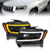 ANZO 111568 fits Jeep 11-13 Grand Cherokee (Factory Halogen Only) Projector Headlights w/Light Bar Swtchbk Black