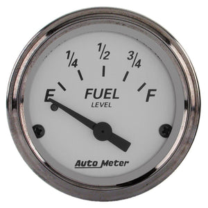 AutoMeter 1904 AutoMeter Gauge Fuel Level 2-1/16in. 0 Ohm(e) to 90 Ohm(f) Elec American Platinum