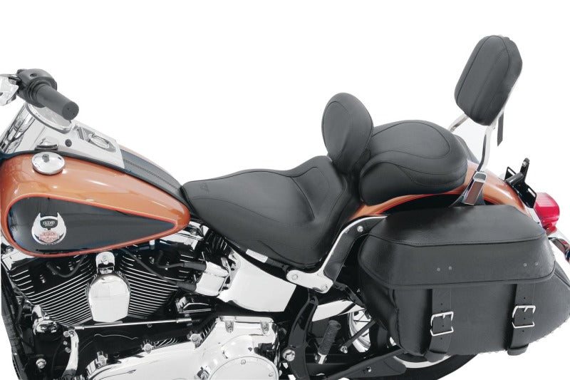 Mustang 79534 Harley Softail Wide Tire (200mm) Sport Touring Solo Seat w/Driver Backrest - Black