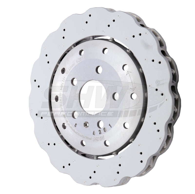 SHW Performance ARX48211 SHW 14-20 fits Audi R8 5.2L (Excl Ceramic Brake) Rear Drill-Dimp Lightweight Wavy Brake Rotor(4S0615601B)