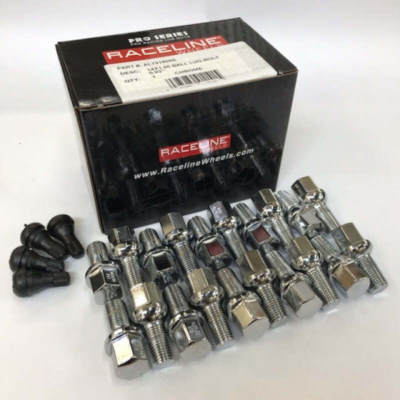 Raceline L791809S 14x1.50 0.93in Ball Seat Chrome Lug Bolts
