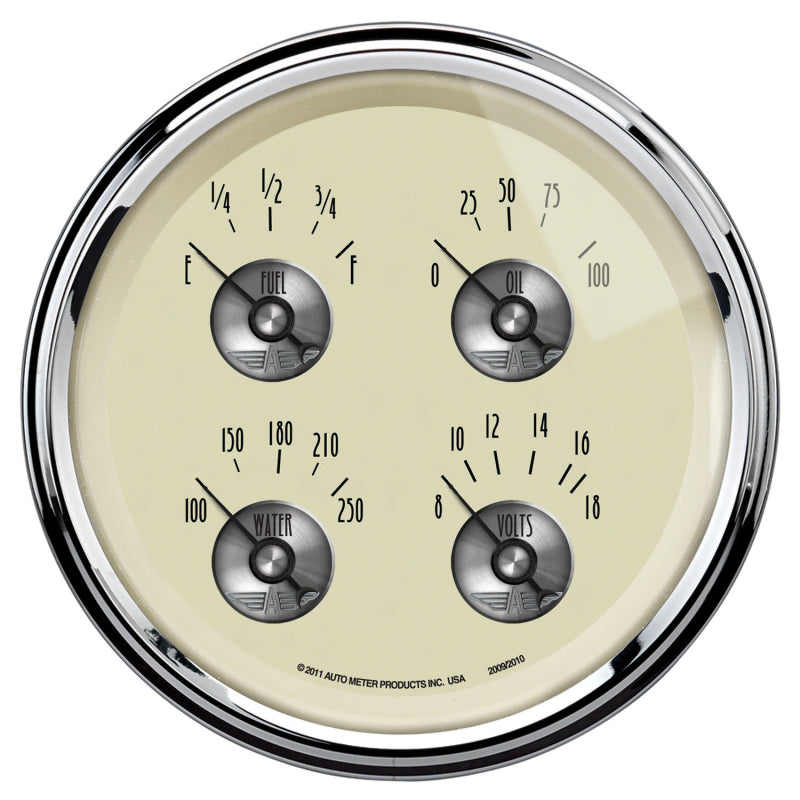 AutoMeter 2009 Gauge Quad 5in. 0 Ohm(e) to 90 Ohm(f) Elec Prestige Antq. Ivory