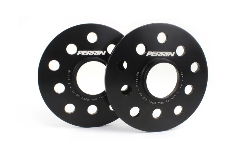 Perrin PSP-WHL-107BK fits Subaru 5x114.3/5x100 7mm Slip-On Wheel Spacers - w/ 56mm Hubs/Qty 10 Studs