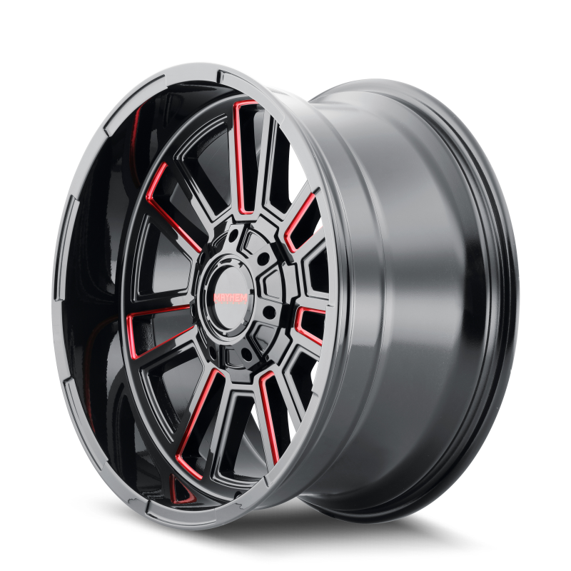 Mayhem 8115-2137BTR 8115 fits Apollo 20x10 / 6x135 BP / -19mm Offset / 106mm Hub Black w/ Prism Red Wheel