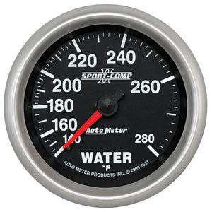 AutoMeter 7631 Autometer Sport-Comp II 2-5/8in 140-280 Deg Mechanical Water Temp Gauge