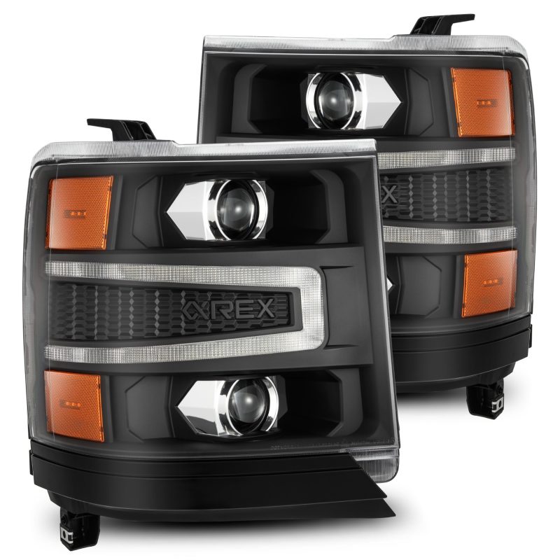 AlphaRex 880234 fits Chevy 16-18 1500HD LUXX LED Proj Headlights BK w/Seq Actvn Light / SeqSig (Req PN 810023)