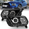 ANZO 121323 2014 fits Ford 10-20 Mustang Projector Headlights w/ Halo Black (CCFL)