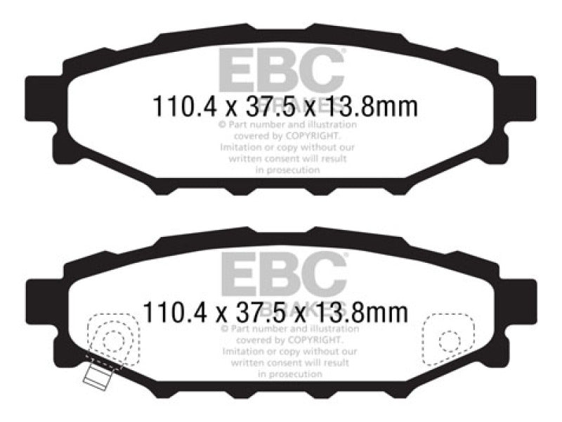 EBC DP21584 12+ fits Subaru BRZ 2.0 (solid rear rotors) Greenstuff Rear Brake Pads