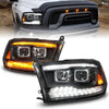 ANZO 111611 fits Dodge 09-18 Ram 1500/2500/3500 Proj HL Headlights Switchback + Sequential - Black Amber