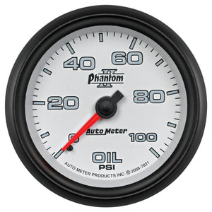AutoMeter 7821 Autometer Phantom II 2-5/8in 100 PSI Mechanical Oil Pressure Gauge