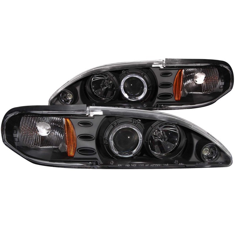 ANZO 121038 1998 fits Ford 94-19 Mustang Projector Headlights w/ Halo Black 1pc