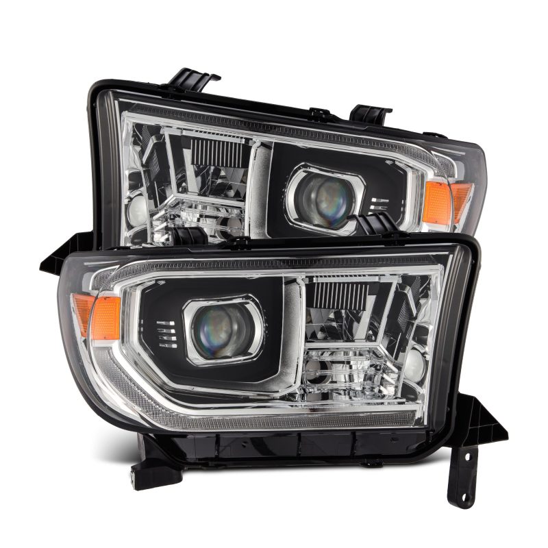 AlphaRex 880824 fits Toyota 07-13 Tundra / 08-17 Sequoia LUXX LED Proj HL Chrome w/Actv Light / Seq. Sig + DRL