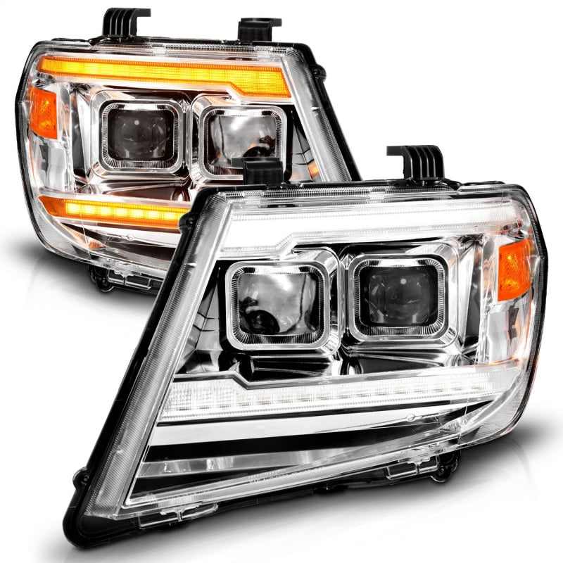 ANZO 111598 fits Nissan 09-20 Frontier Chrome Projector Plank Style DRL w/ Switchback & Sequential LED DRL