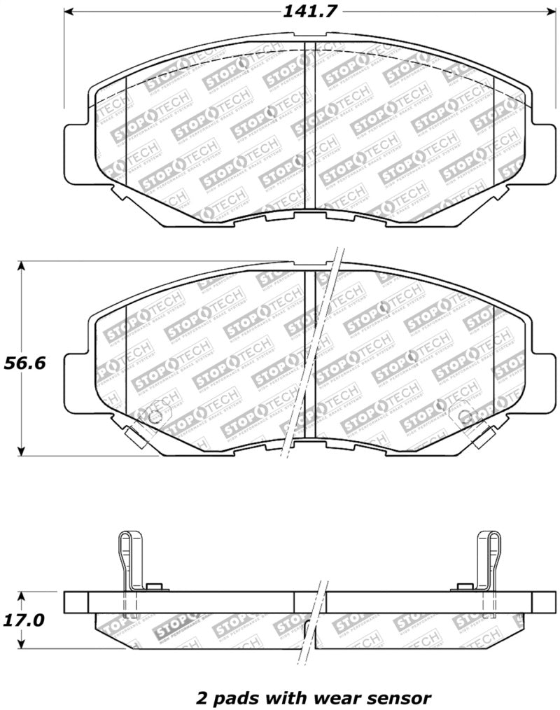 Stoptech 308.0914 Street Touring 03-10 Honda Accord / 02-06 CR-V Front Brake Pads