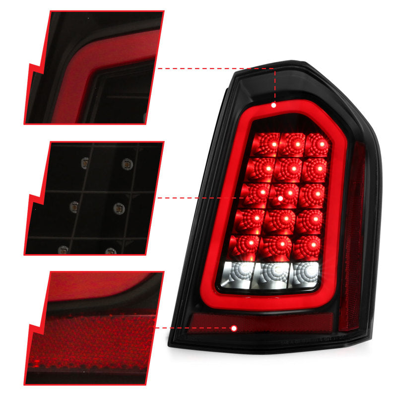 ANZO 321343 fits Chrysler 11-14 300 LED Taillights Black w/ Sequential