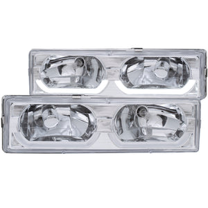 ANZO 111300 1988-1998 fits Chevrolet C1500 Crystal Headlights Chrome w/ Low - Brow