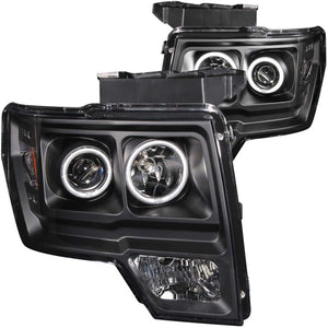 ANZO 111161 2009-2014 fits Ford F-150 Projector Headlights w/ Halo Black (CCFL)