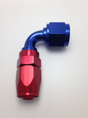 Fragola 229007 -8AN Fem x -6AN Hose 90 Degree Reducing Hose End - Blue/Red