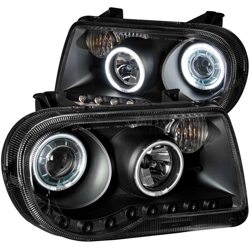 ANZO 121251 2010 fits Chrysler 05-20 300C Projector Headlights w/ Halo Black (CCFL) G2