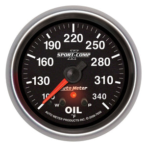 AutoMeter 7656 AutoMeter Gauge Oil Temp 2-5/8in. 340 Deg. F Stepper Motor W/ Peak & Warn Sport-Comp II