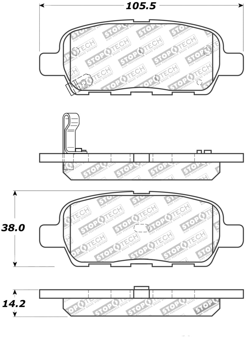 Stoptech 308.0905 Street Touring 6/02-08 350z / 01-08 G35 Rear Brake Pads