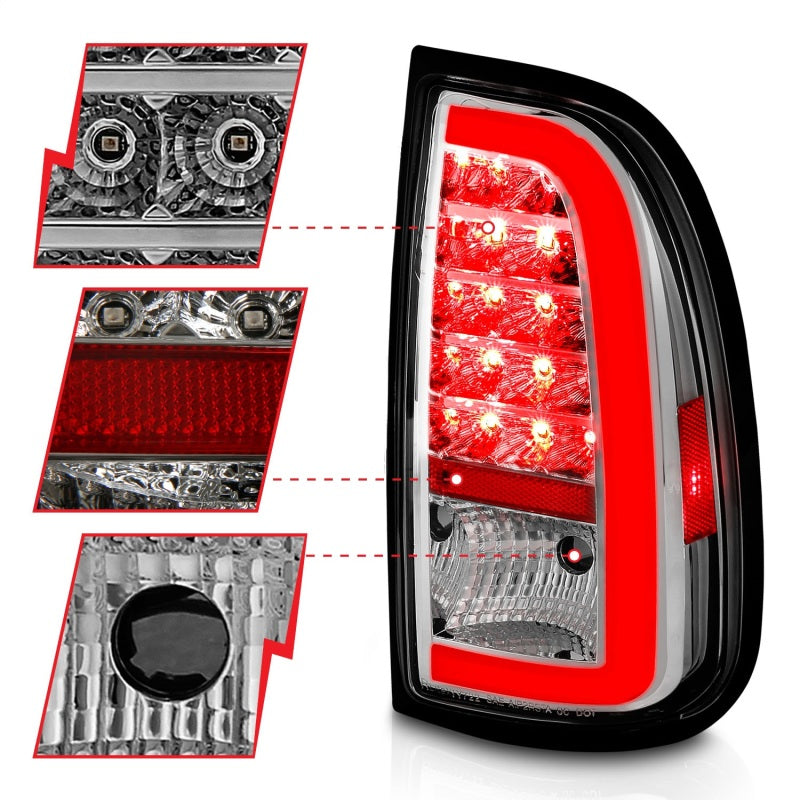 ANZO 311413 fits Toyota 00-06 Tundra LED Taillights w/ Light Bar Chrome Housing Clear Lens