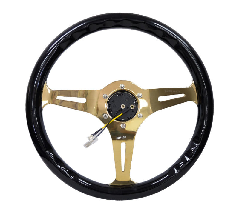 NRG ST-015CG-BK ST-015CG-BK Classic Wood Grain Steering Wheel Black Grip