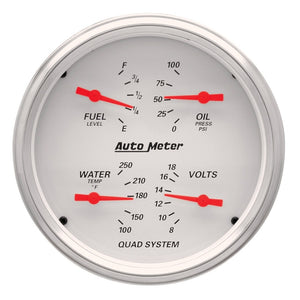 AutoMeter 1310 AutoMeter Gauge Quad 5in. 240 Ohm(e) to 33 Ohm(f) Elec Arctic White