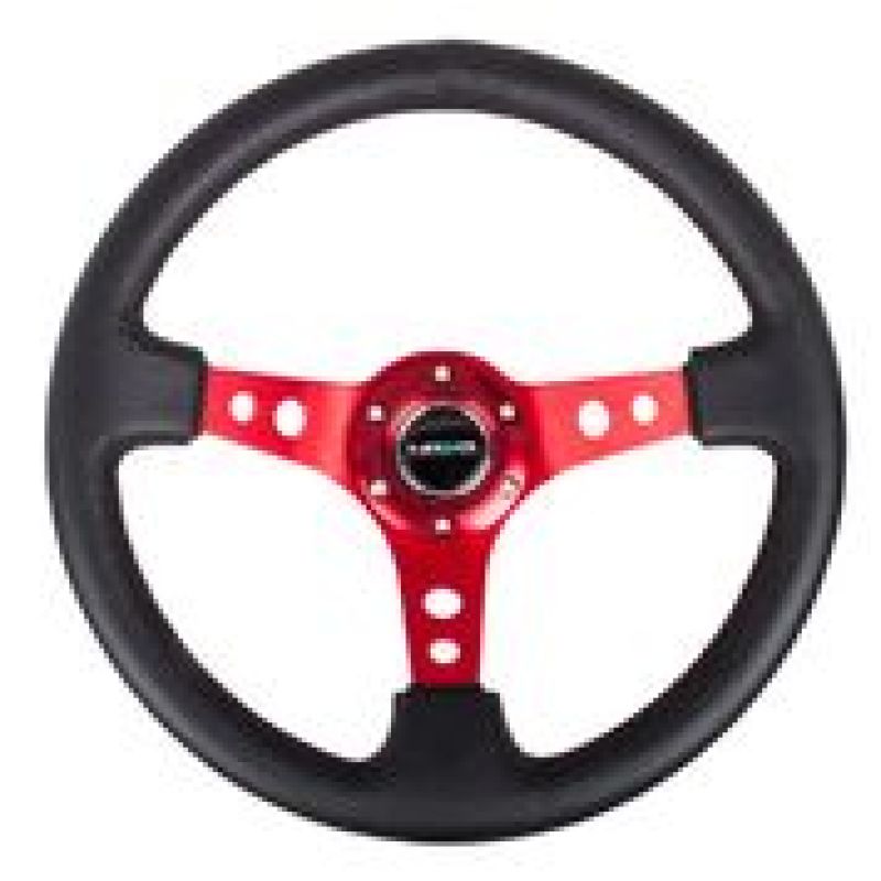 NRG RST-006RD RST-006RD Reinforced Steering Wheel Blk Leather w/Red Circle