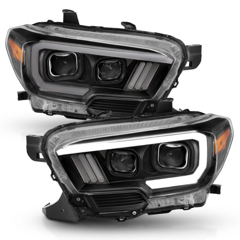 ANZO 111397 2017 fits Toyota 16-20 Tacoma Projector Headlights w/ Plank Style Switchback Black w/ Amber w/ DRL