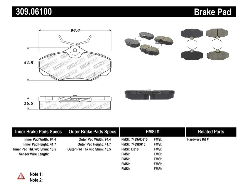 Stoptech 309.061 Performance Brake Pads