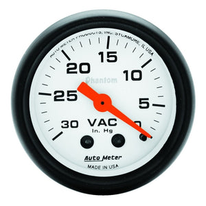 AutoMeter 5784 Autometer Phantom 52mm 30 in. HG. Mechanical Vacuum Gauge