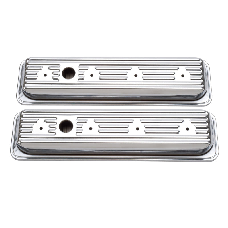 Edelbrock 4446 Valve Cover Signature Series fits Chevrolet 1987-1995 262-400 CI V8 Low Chrome