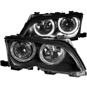 ANZO 121140 2002-2005 fits BMW 3 Series E46 Projector Headlights w/ Halo Black