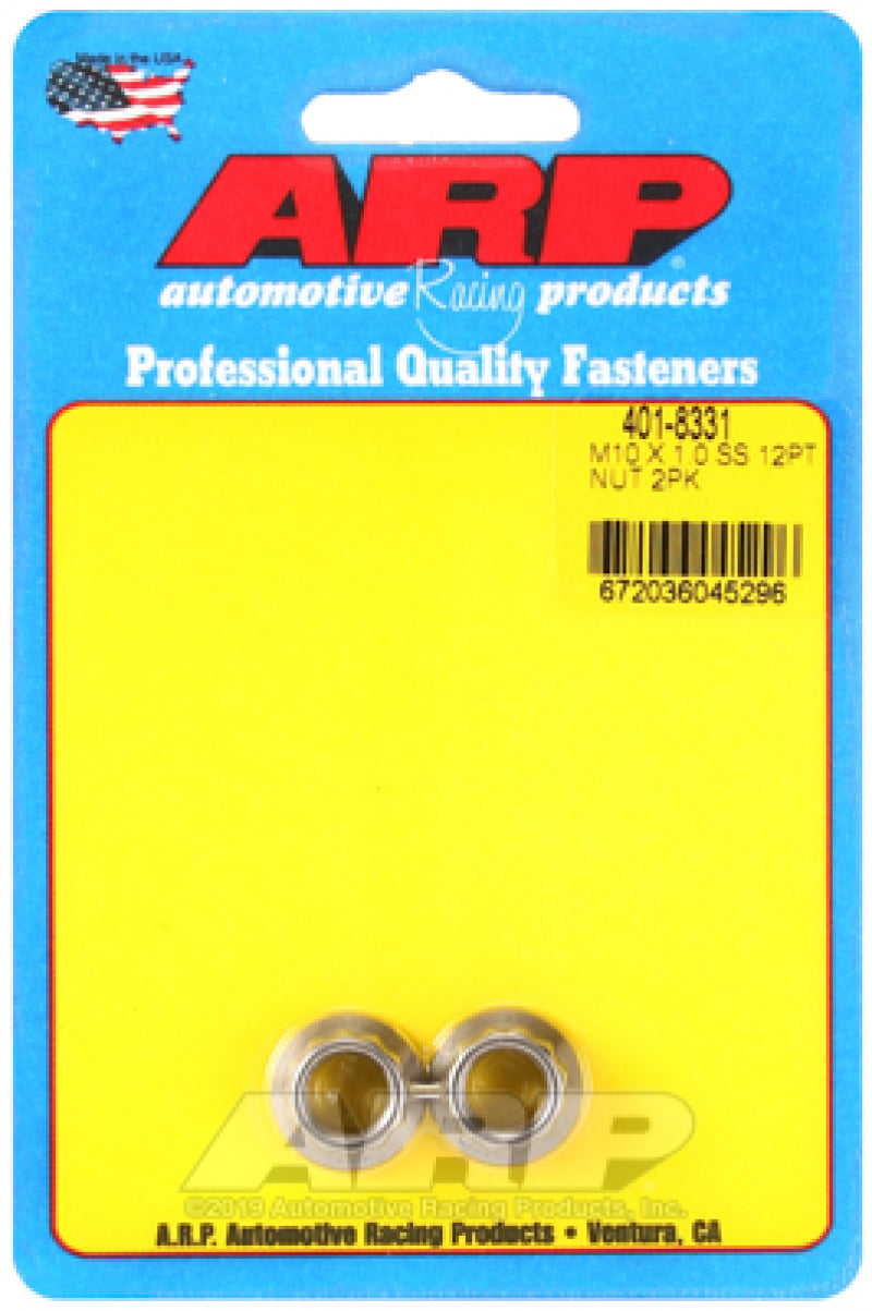 ARP 401-8331 M10 x 1.0 SS 12pt Nut Kit (2/pkg)