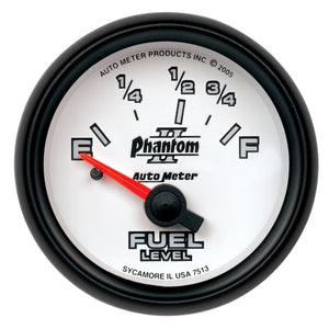AutoMeter 7515 Autometer Phantom 2-1/16in 73-10 OHM Fuel Level Gauge