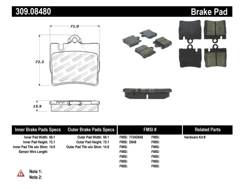 Stoptech 309.0848 Performance Brake Pads
