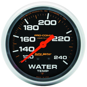 AutoMeter 5432 Autometer Liquid Filled Mechanical 66.7mm 120-240 deg F Water Termperature Gauge Includes 6in Tubing
