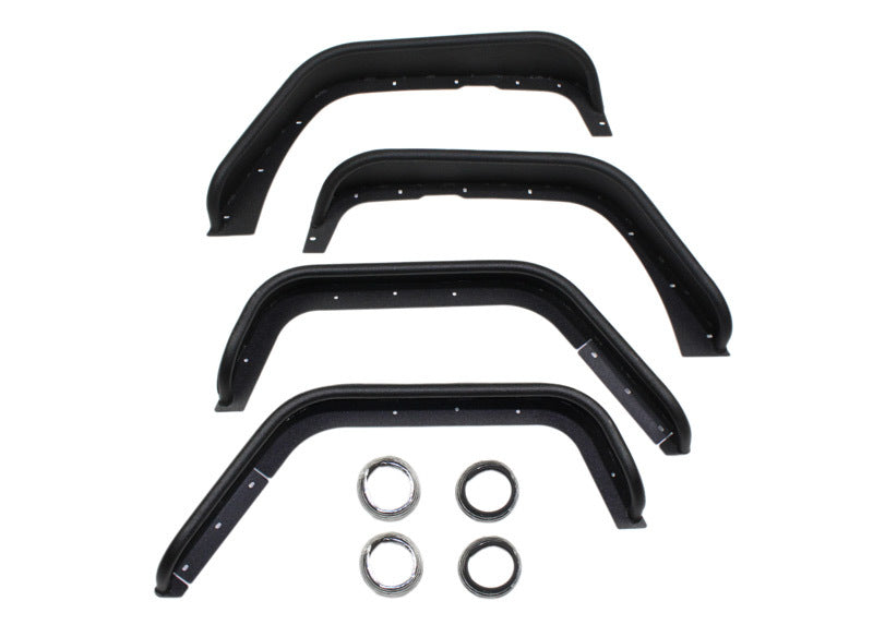 Fishbone Offroad FB33006 fits Jeep 07-18 Wrangler Front/Rear Tube Fenders - Aluminum Blk Txtrd Pwdrcoat(Set Of 4)