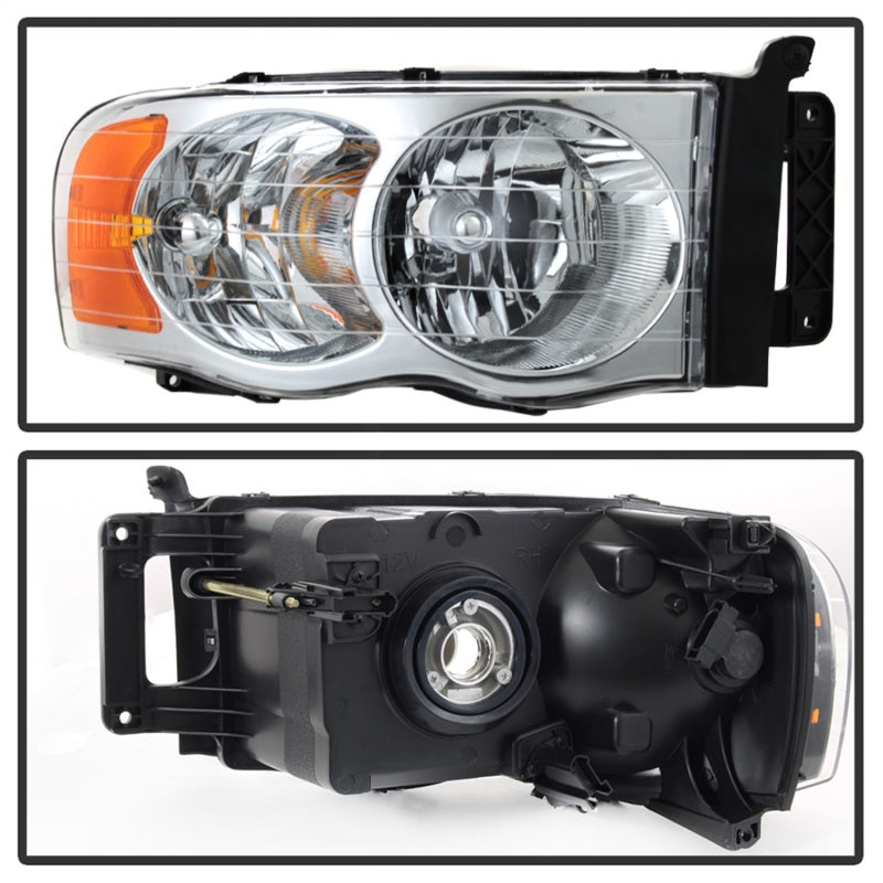 5064486 Xtune fits Dodge 02-05 Ram 1500 Amber Crystal Headlights Chrome HD-JH-