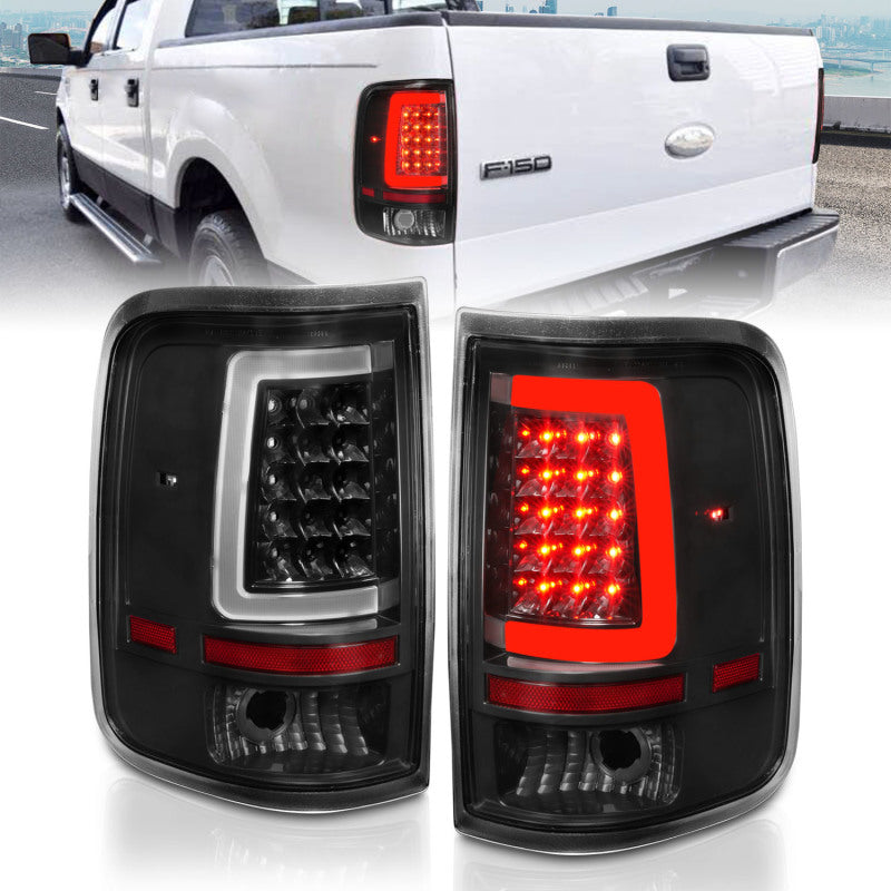 ANZO 311342 2006 fits Ford 04-20 F-150 LED Tail Lights w/ Light Bar Black Housing Clear Lens