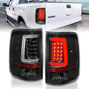 ANZO 311342 2004-2006 fits Ford F-150 LED Tail Lights w/ Light Bar Black Housing Clear Lens